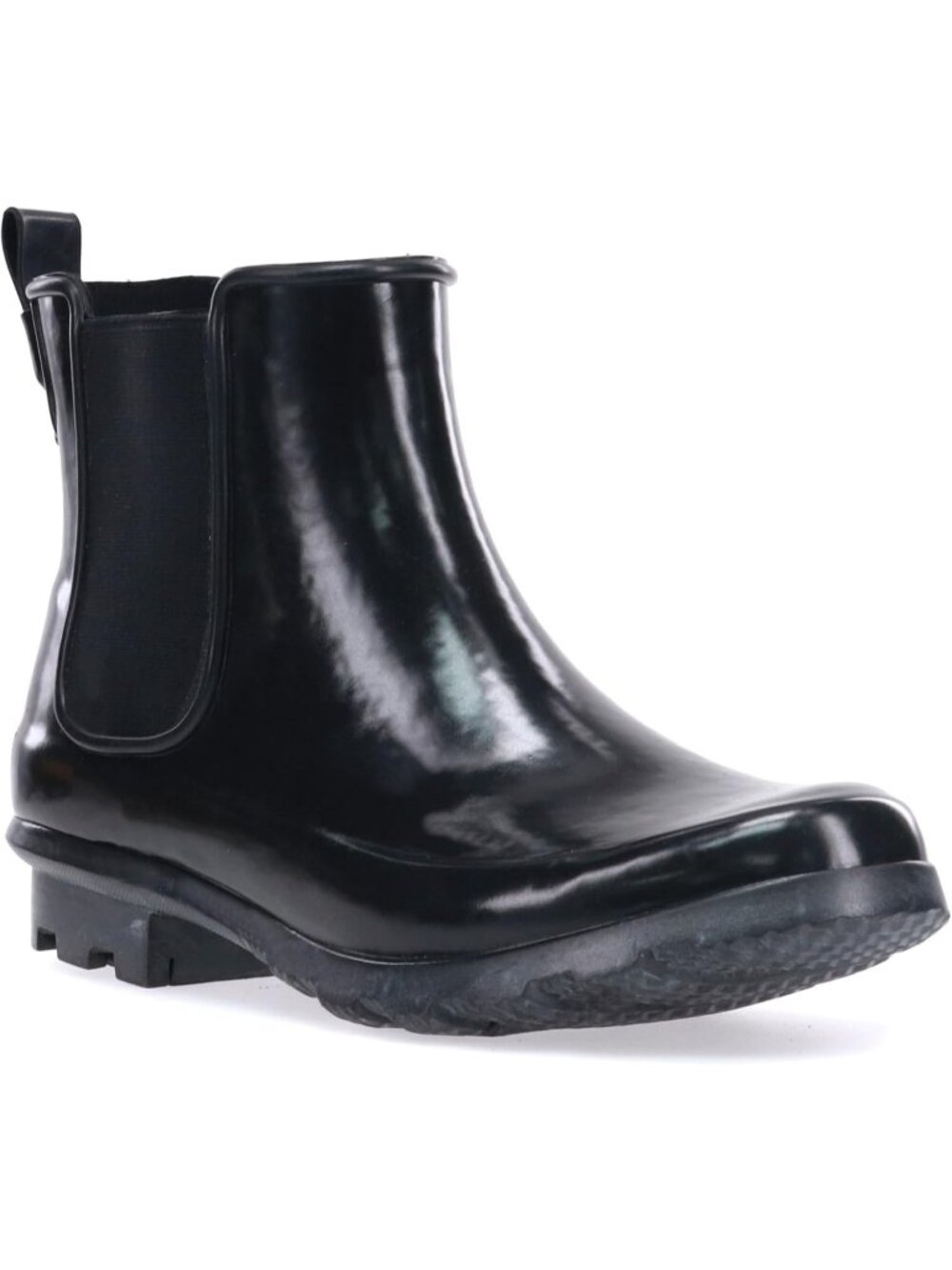 Women's Black Rain Boot with Fun Prints Slip-on with Rubber Sole Ankle Boot